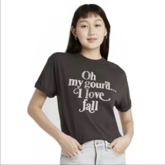 NWT Fifth Sun Fall Inspired Graphic T Shirt Short Sleeve Gray Cotton Size Small - Picture 1 of 6